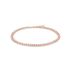 1.17ct 14k Rose Gold Diamond Pave Chain Anklet