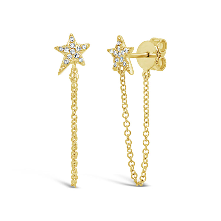 0.07ct 14k Yellow Gold Diamond Star Earring