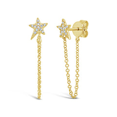 0.07ct 14k Yellow Gold Diamond Star Earring