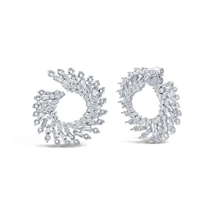 3.88ct 14k White Gold Diamond Baguette Semi-Mount Earring