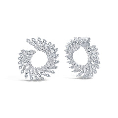 3.88ct 14k White Gold Diamond Baguette Semi-Mount Earring