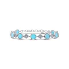 0.41ct Diamond and 3.34ct Composite Turquoise 14k White Gold Bracelet