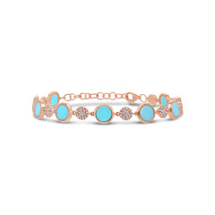 0.41ct Diamond and 3.34ct Composite Turquoise 14k Rose Gold Bracelet