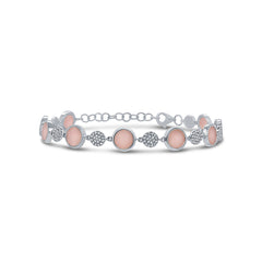 0.41ct Diamond and 3.12ct Pink Opal 14k White Gold Bracelet