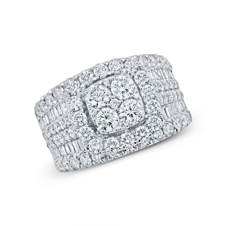 3.79ct 14k White Gold Diamond Cluster Engagement Lady's Ring