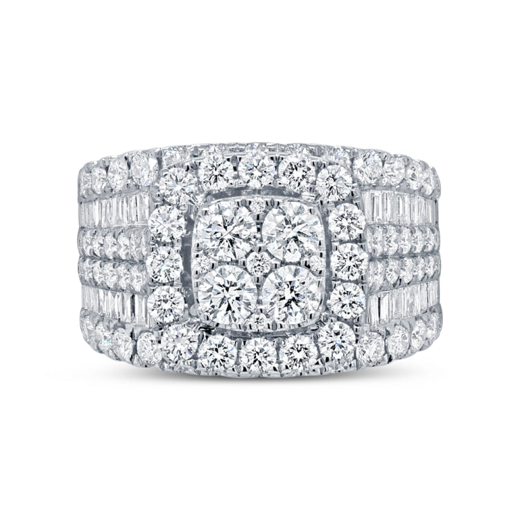 3.79ct 14k White Gold Diamond Cluster Engagement Lady's Ring