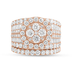 4.16ct 14k Rose Gold Diamond Cluster Lady's Ring 2-pc