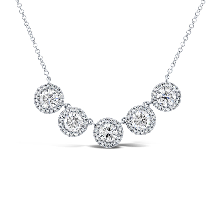 2.00ct Round Brilliant Center and 0.25ct Side 14k White Gold Diamond Necklace