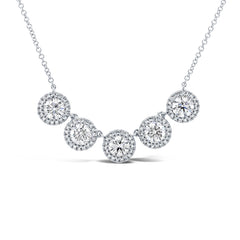 2.00ct Round Brilliant Center and 0.25ct Side 14k White Gold Diamond Necklace