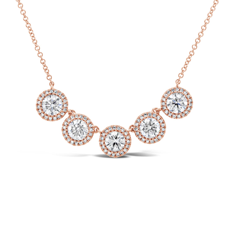 2.00ct Round Brilliant Center and 0.25ct Side 14k Rose Gold Diamond Necklace
