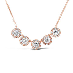2.00ct Round Brilliant Center and 0.25ct Side 14k Rose Gold Diamond Necklace
