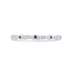 0.03ct Diamond and 0.03ct Blue Sapphire 14k White Gold Lady's Band