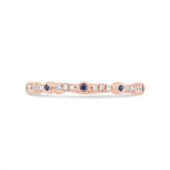 0.03ct Diamond and 0.03ct Blue Sapphire 14k Rose Gold Lady's Band