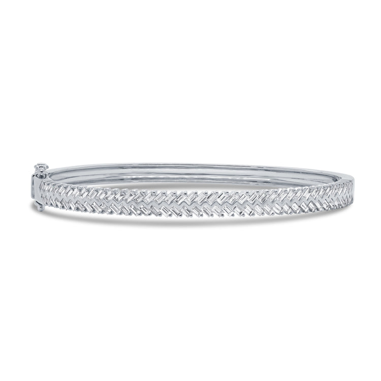 1.54ct 14k White Gold Diamond Baguette Bangle