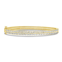 1.54ct 14k Yellow Gold Diamond Baguette Bangle