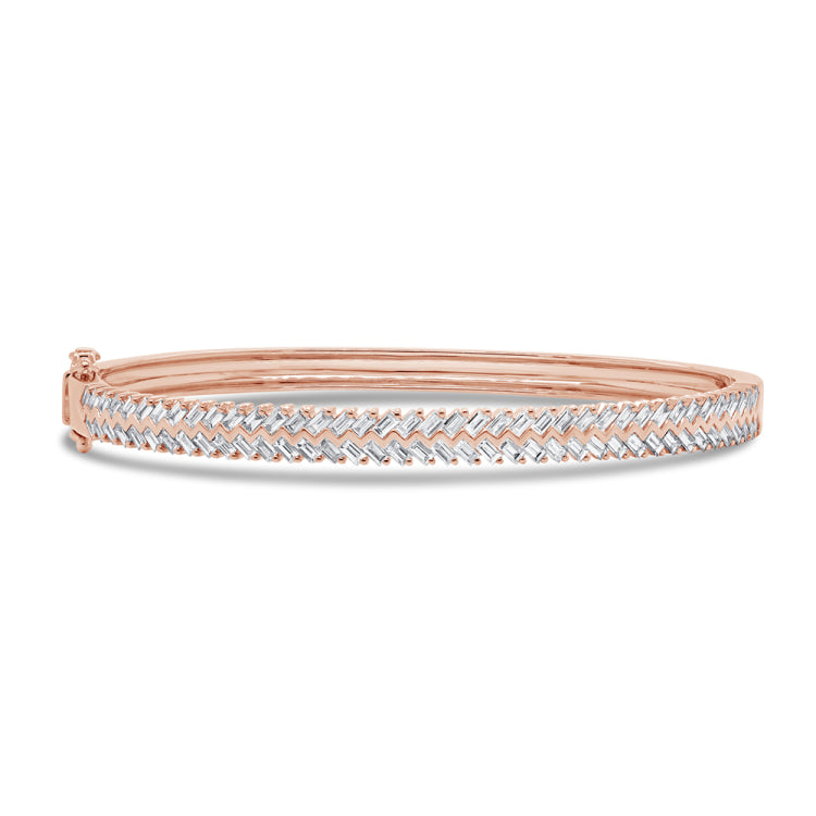 1.54ct 14k Rose Gold Diamond Baguette Bangle