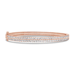 1.54ct 14k Rose Gold Diamond Baguette Bangle