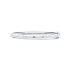 0.16ct 14k White Gold Diamond Baguette Bangle