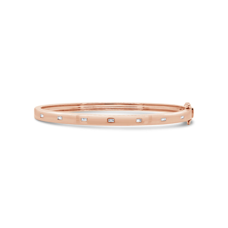 0.16ct 14k Rose Gold Diamond Baguette Bangle