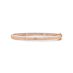 0.16ct 14k Rose Gold Diamond Baguette Bangle