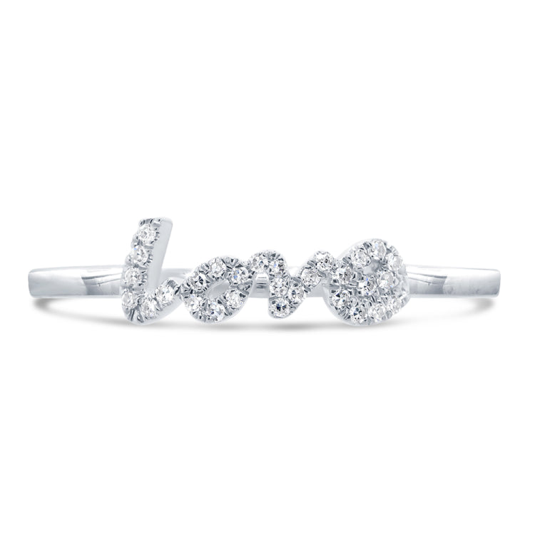 0.07ct 14k White Gold Diamond "Love " Ring