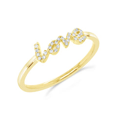 0.07ct 14k Yellow Gold Diamond "Love " Ring