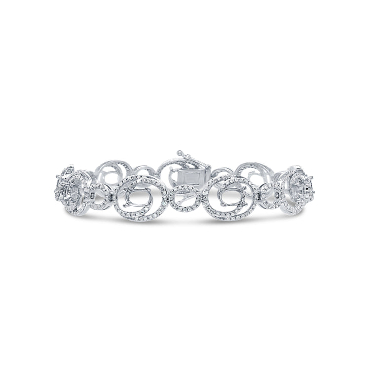 1.36ct 14k White Gold Diamond Semi-mount Bracelet