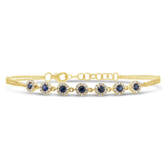 0.21ct Diamond & 0.53ct Blue Sapphire 14k Yellow Gold Diamond Bracelet