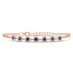 0.21ct Diamond & 0.53ct Blue Sapphire 14k Rose Gold Diamond Bracelet