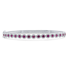 0.48ct Diamond & 0.97ct Ruby 14k White Gold Bangle