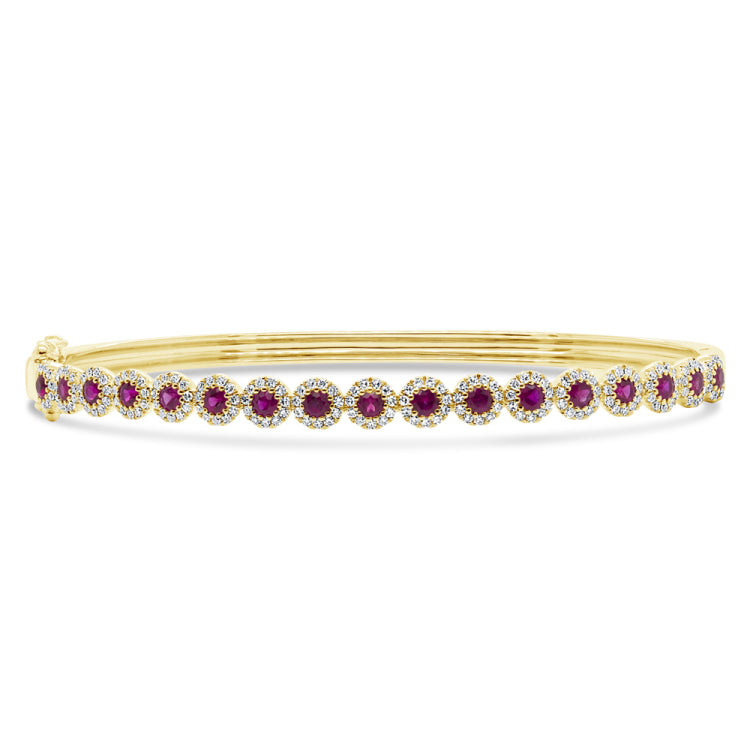 0.48ct Diamond & 0.97ct Ruby 14k Yellow Gold Bangle
