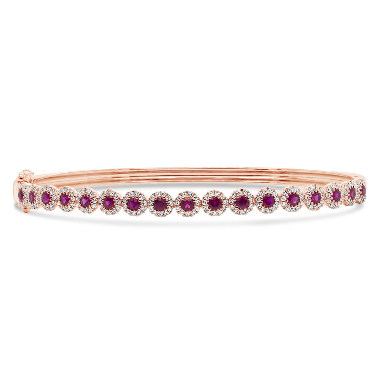 0.48ct Diamond & 0.97ct Ruby 14k Rose Gold Bangle