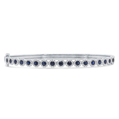 0.48ct Diamond and 1.06ct Blue Sapphire 14k White Gold Bangle