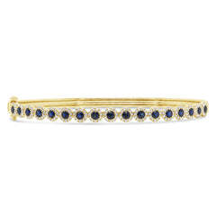 0.48ct Diamond and 1.06ct Blue Sapphire 14k Yellow Gold Bangle