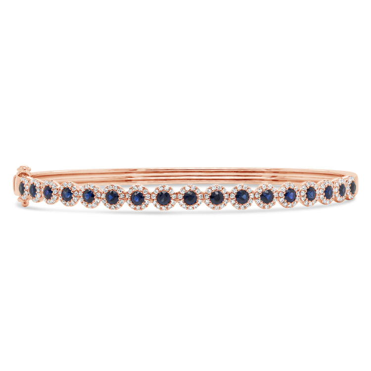 0.48ct Diamond and 1.06ct Blue Sapphire 14k Rose Gold Bangle