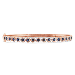 0.48ct Diamond and 1.06ct Blue Sapphire 14k Rose Gold Bangle