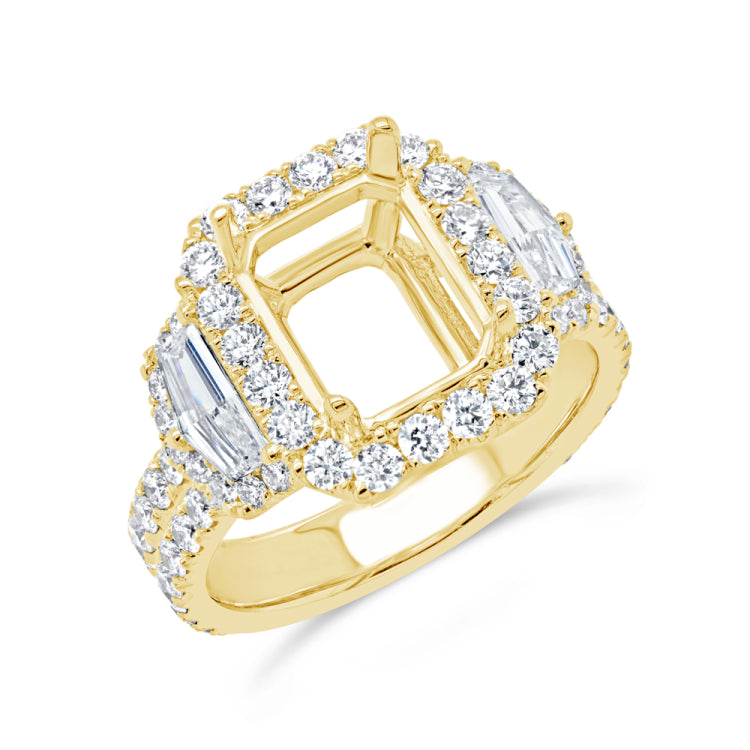 2.05ct 18k Yellow Gold Diamond Semi-mount Ring for 10x8mm Center