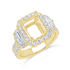 2.05ct 18k Yellow Gold Diamond Semi-mount Ring for 10x8mm Center