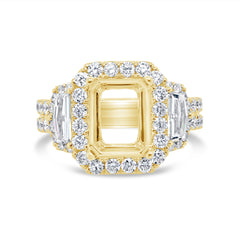 2.05ct 18k Yellow Gold Diamond Semi-mount Ring for 10x8mm Center