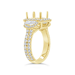 2.05ct 18k Yellow Gold Diamond Semi-mount Ring for 10x8mm Center