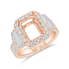 2.05ct 18k Rose Gold Diamond Semi-mount Ring for 10x8mm Center