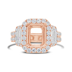 2.05ct 18k Rose Gold Diamond Semi-mount Ring for 10x8mm Center
