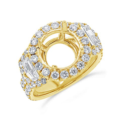 2.30ct 18k Yellow Gold Diamond Semi-mount Ring for 3.50ct Center
