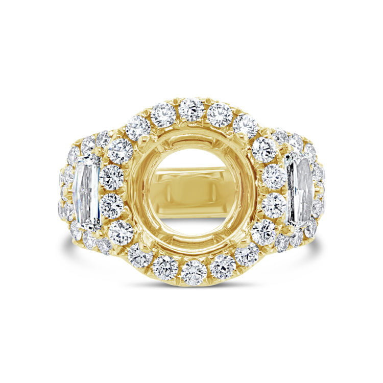 2.30ct 18k Yellow Gold Diamond Semi-mount Ring for 3.50ct Center