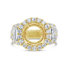 2.30ct 18k Yellow Gold Diamond Semi-mount Ring for 3.50ct Center