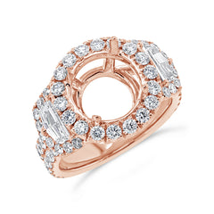 2.30ct 18k Rose Gold Diamond Semi-mount Ring for 3.50ct Center