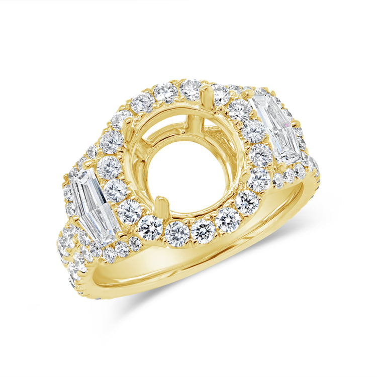 2.05ct 18k Yellow Gold Diamond Semi-mount Ring for 2.50ct Center