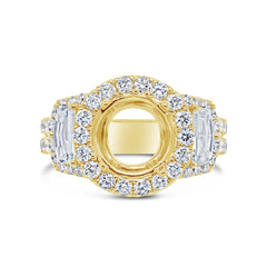 2.05ct 18k Yellow Gold Diamond Semi-mount Ring for 2.50ct Center