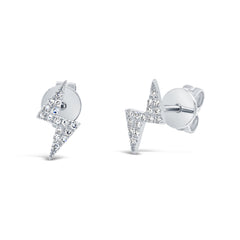 0.07ct 14k White Gold Diamond Lightening Bolt Stud Earring