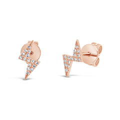 0.07ct 14k Rose Gold Diamond Lightening Bolt Stud Earring